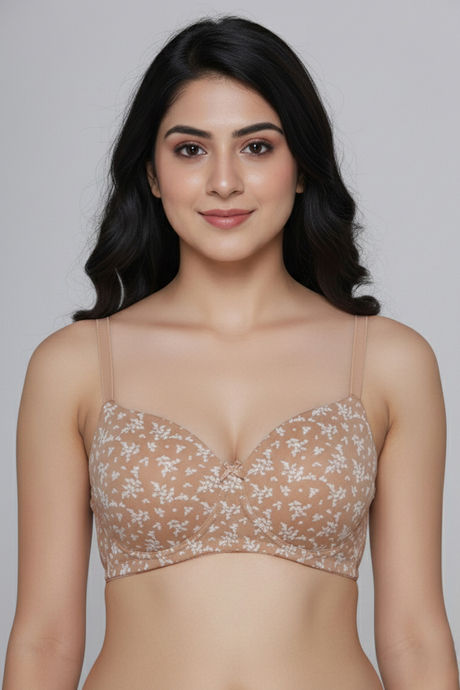 Zivame Padded Non Wired 3/4th Coverage Tshirt Bra - Skin Bouquet — image 2